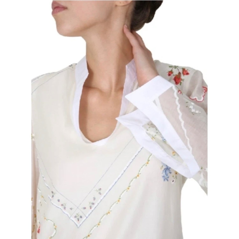 Tory Burch Handkerchief Silk Tunic Top in New Ivory Size 0 boho - Picture 2 of 14